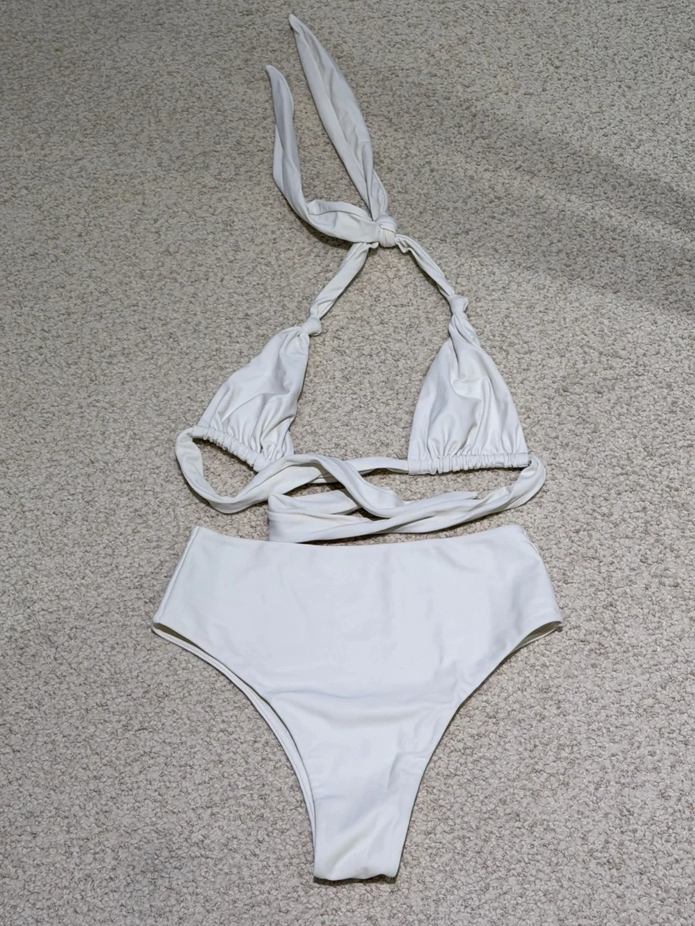 Mikoh White Kids Two-Piece Halter Bikini with High Waist